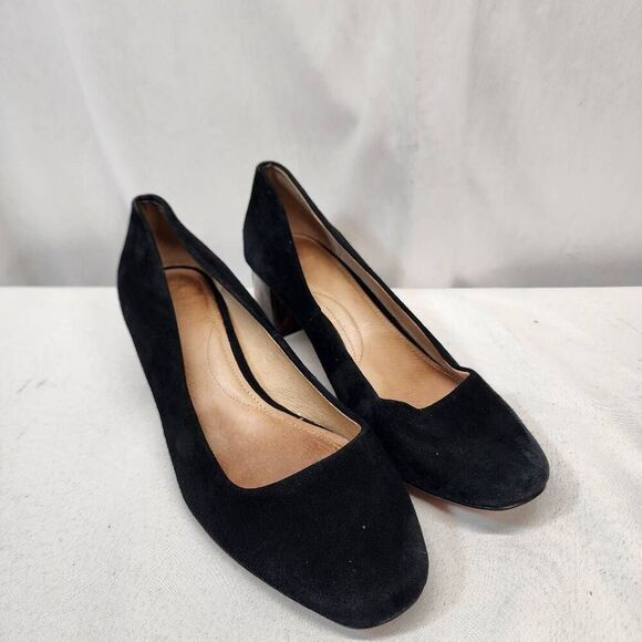 J. Jill Shoes 9 Black Suede Pump Slip On Leather Career Tortoiseshell Heel - Picture 2 of 9